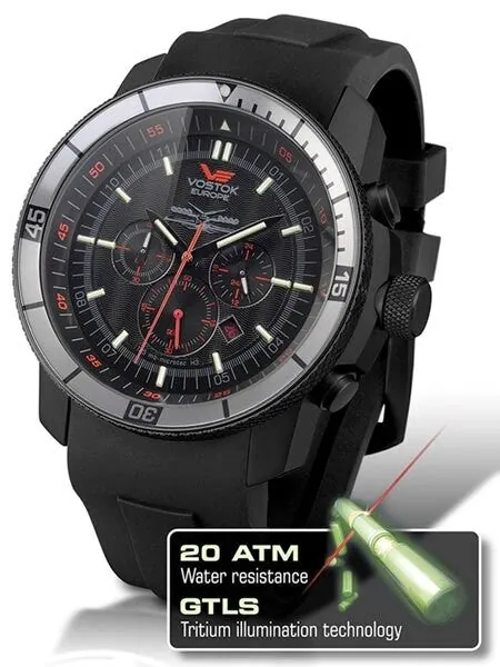 Vostok-Europe Ekranoplan Caspian Sea Monster Tritium Tube Chronograph #5464136