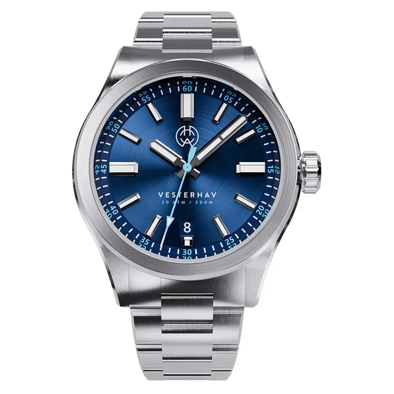 Henry Archer Vesterhav Slim Automatic Watch with Blue Aquila Dial #HAC-VES-AQU-3LI