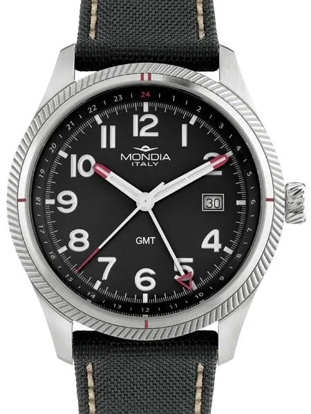 Mondia Madison Sport Quartz GMT Dual-Time Watch with Black Dial #MI762SS-01BK-CT