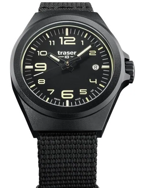 Traser P59 Essential S Black Dial Watch w/Trigalight + SuperLuminova #108212