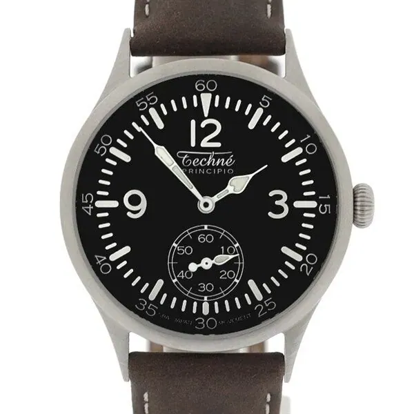 Techne 39.5mm Merlin Quartz Aviator Watch with Onion Crown and Small Seconds #245.061