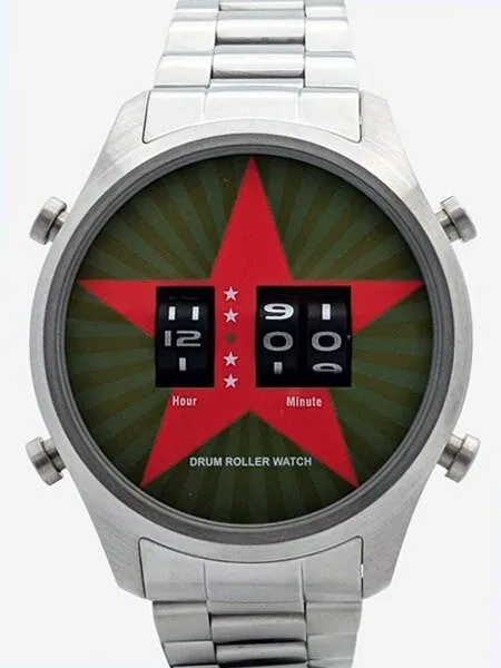 Red Star Quartz Drum Roller Watch with 44mm Case #8395G-A