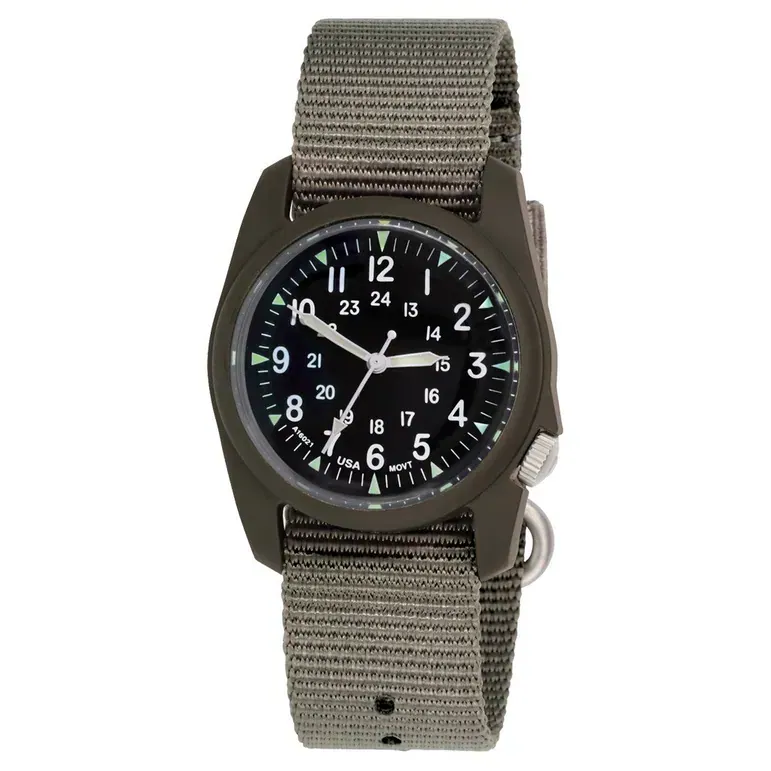 Bertucci retro-inspired Retroform field watch with a USA movement, 5 year battery and G-Type nylon band #11602