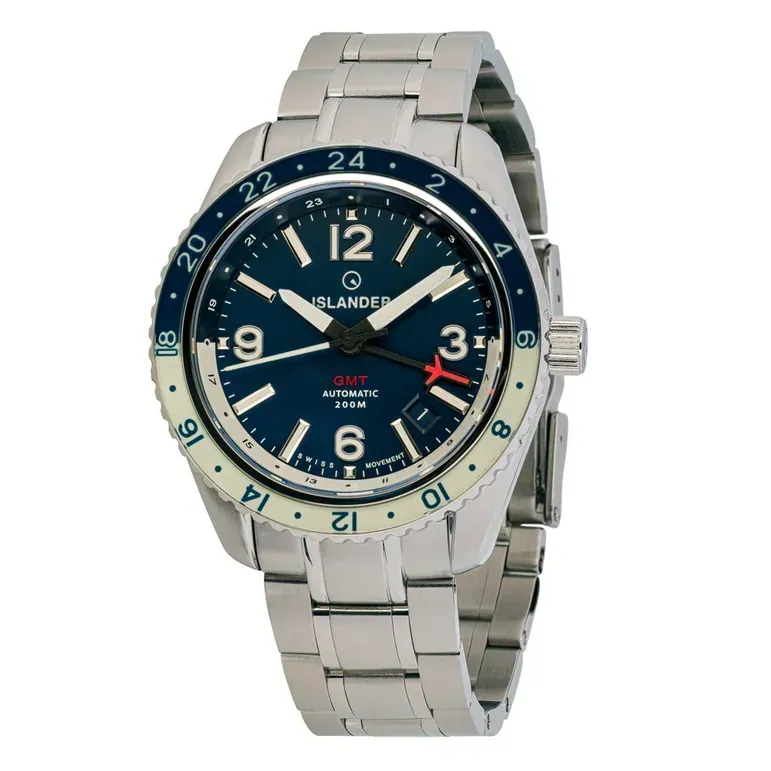 Islander Republic Swiss Automatic GMT Watch with Blue Dial #ISL-139
