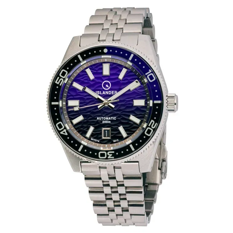 Islander Northport Hi-Beat Automatic Dive Watch with Black and Purple Ripple Dial #ISL-157
