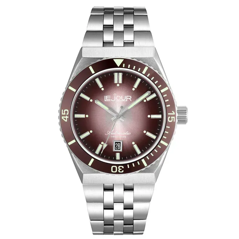 Le Jour Delmare Swiss Dive Watch with Fume Brown Dial #LJ-DM-005