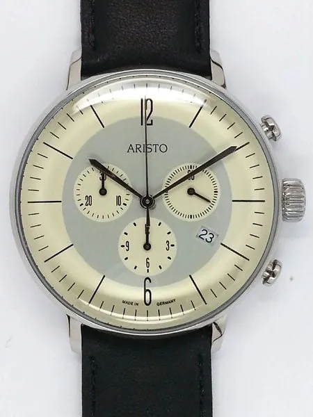 Aristo Bauhaus Swiss Quartz Chronograph Watch with 12-Hr Totalizer #4H177