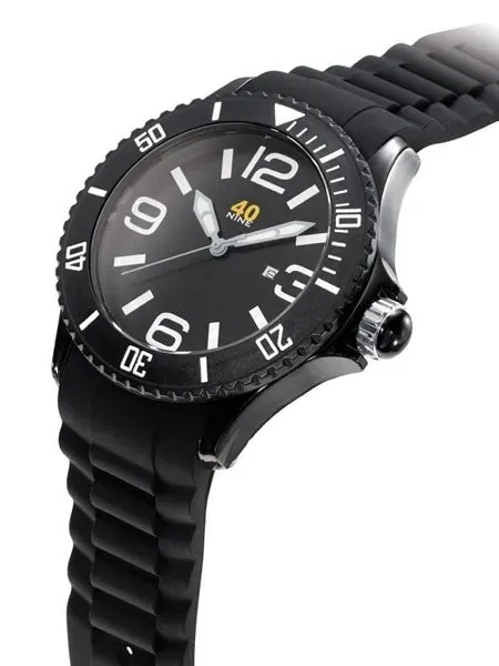 40Nine Black Plastic 46mm Case with Black Silicone Rubber Strap #40NINE02-BLACK3