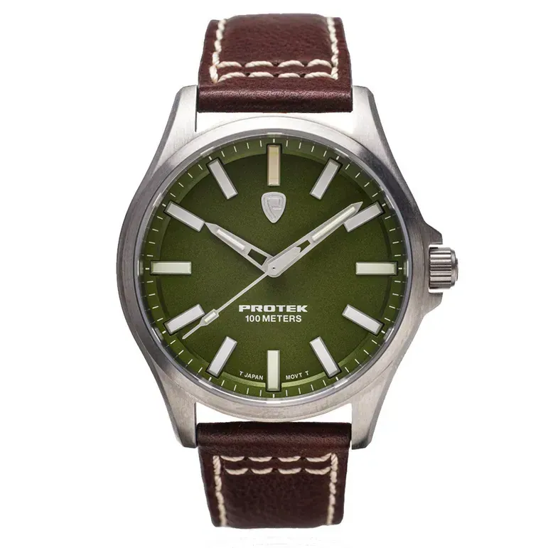Protek Titanium Field Watch 3000 Series with Tritium T100 Tubes and Green Dial #PT3005