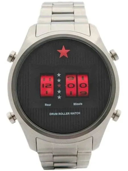 Red Star Quartz Drum Roller Watch with 44mm Case #8395G-B