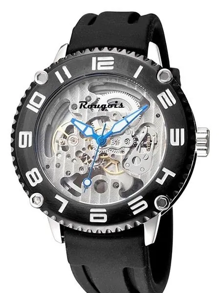 Rougois Skeleton Automatic (self-winding) Watch with Black Bezel 3285M-RB-2