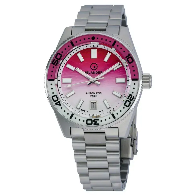 Islander Northport Automatic Dive Watch with Pink and White Ripple Dial #ISL-258
