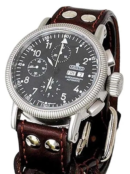 Aristo 3H123 Swiss Valjoux 7750 Automatic Chronograph Aviator Watch
