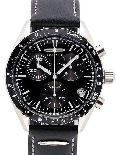 Graf Zeppelin Aviator-Style Chronograph, Black Line Watch #7286-2