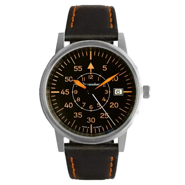 Messerschmitt 38.5mm Black and Orange Type-B Aviator Watch #ME-385OPL