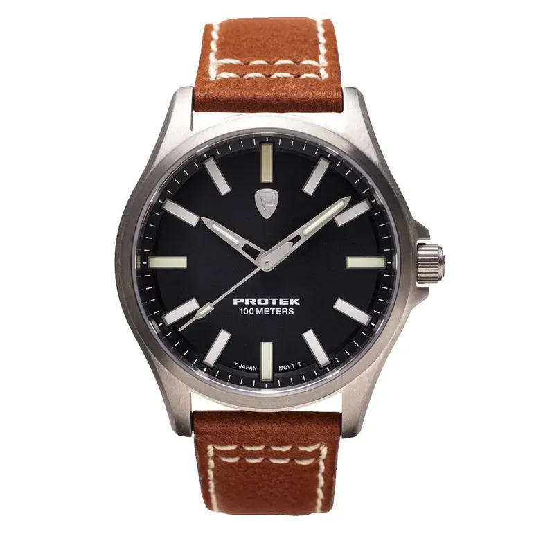 Protek Titanium Field Watch 3000 Series with Tritium T100 Tubes and Black Dial #PT3001
