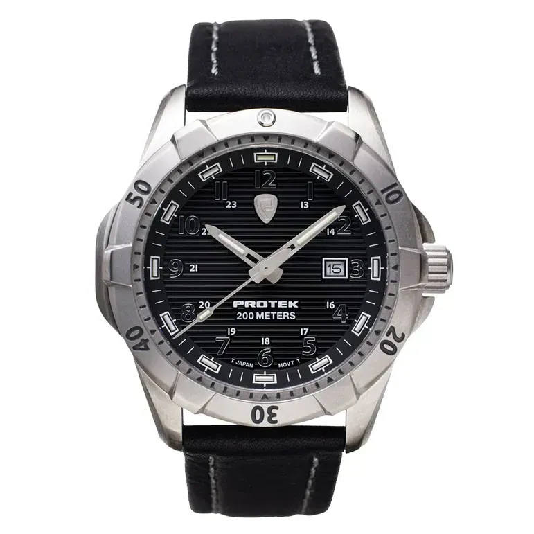 Protek Steel Tritium Dive Watch 2000 Series with Black Dial #PT2001