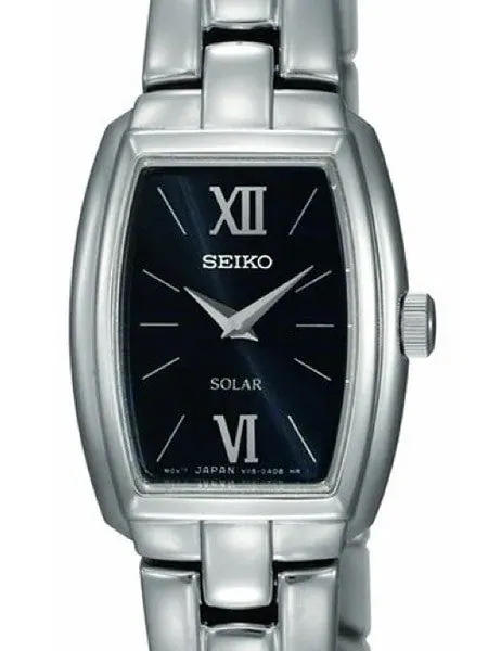 Seiko Women's Solar Powered Dress Watch with Black Dial, Silver Hands and Markers #SUP069