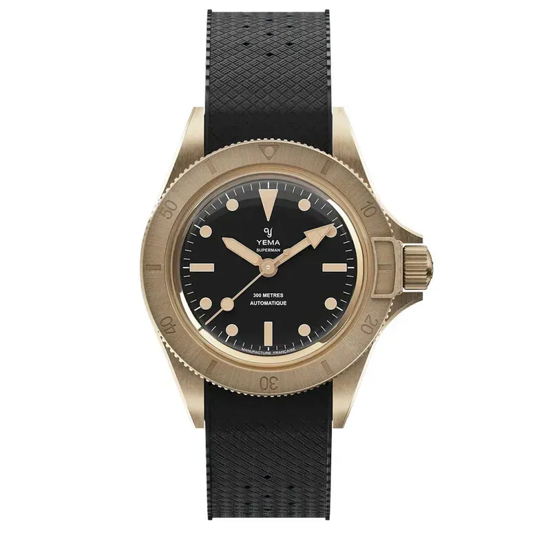 Yema 39mm Superman Bronze CMM.10 Black Limited Edition on FKM Strap #YEMA-02