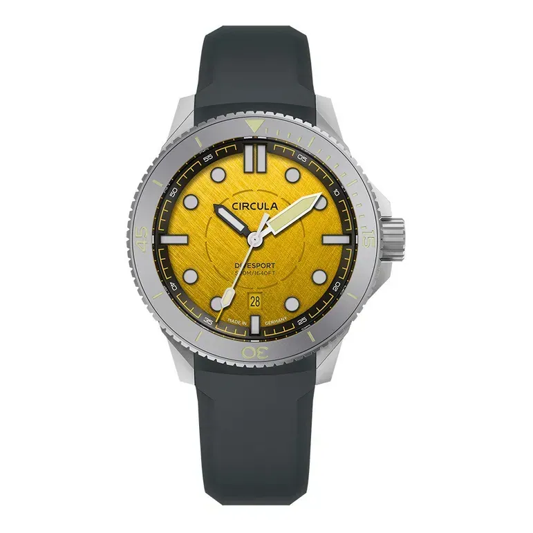 Circula DiveSport Titanium Automatic Dive Watch with Yellow Dial #DE-TR-JT