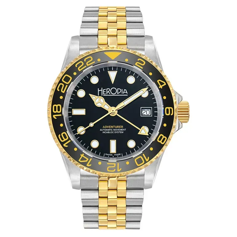 Herodia Adventurer Ltd Edition Swiss GMT Two-Tone Watch #HADVBIBKBK.AC