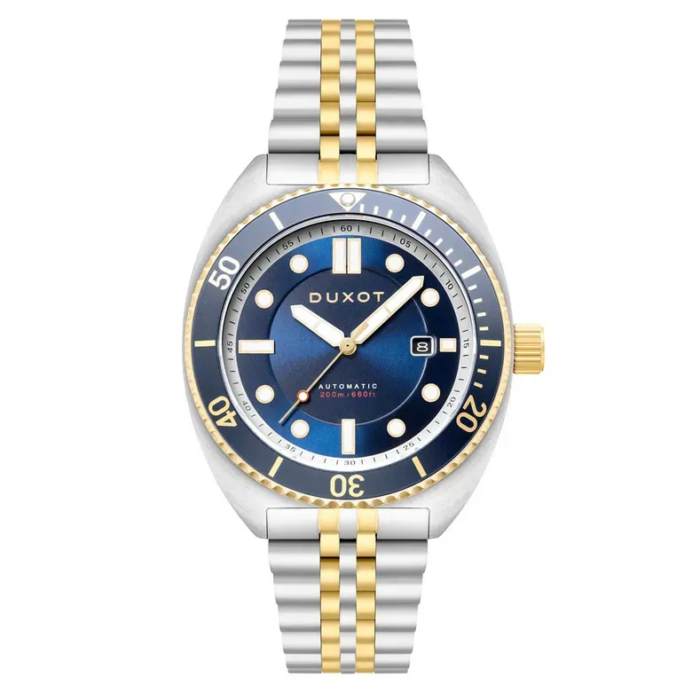 Duxot Tortuga Automatic Two-Tone Dive Watch with Blue Dial #DX-2026-44