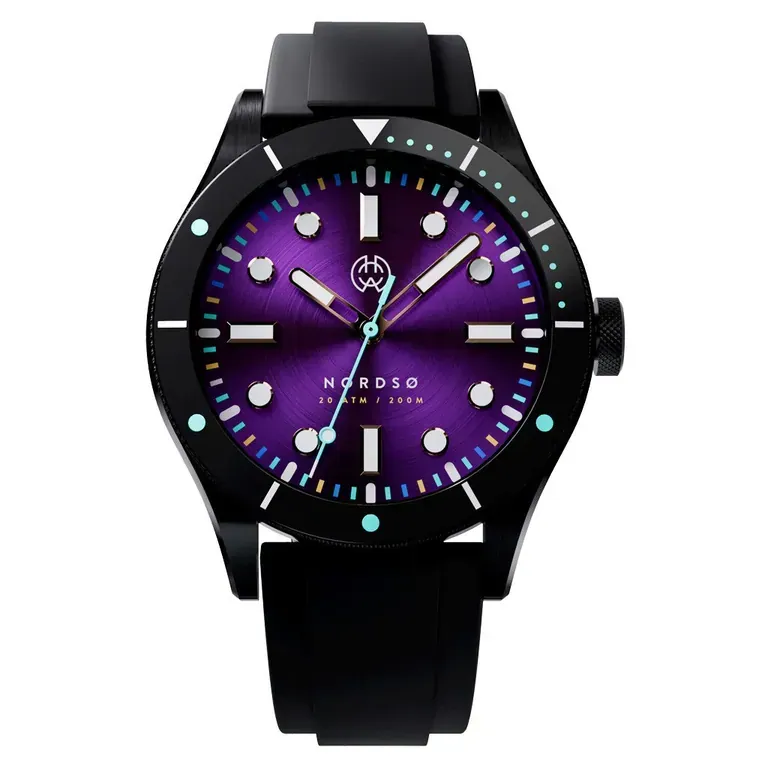 Henry Archer Nordso DLC Automatic Watch with Neon Purple Dial #HAC-NOR-NED-3LI