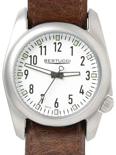 Bertucci Ventara Stainless Steel Field Watch with a USA Horween?« leather Strap #11071