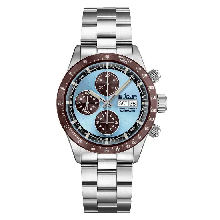Le Jour Le Mans Swiss Automatic Chronograph with Ice Blue Dial #LJ-LM-009