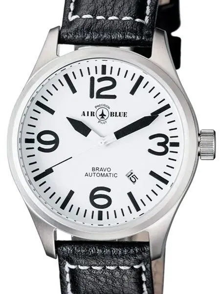 Air Blue Bravo Automatic Pilot Watch with 44mm Case, Sapphire Crystal #BRAVOAUTOSSWHT