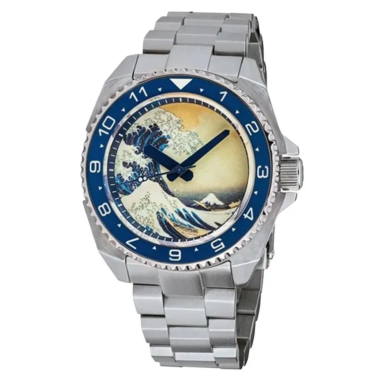 Islander Luminous Wave Dial Automatic Dive Watch with AR Double-Dome Sapphire Crystal, and Luminous Ceramic Bezel Insert #ISL-62