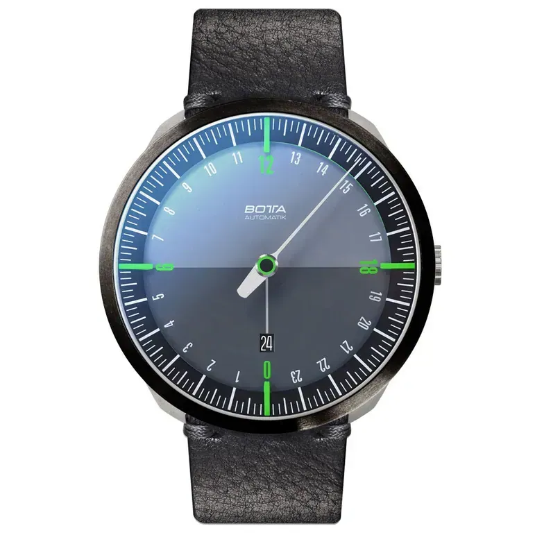 Botta UNO 24 one hand 24-hour Swiss Automatic watch with 45mm PVD titanium case #928010BE