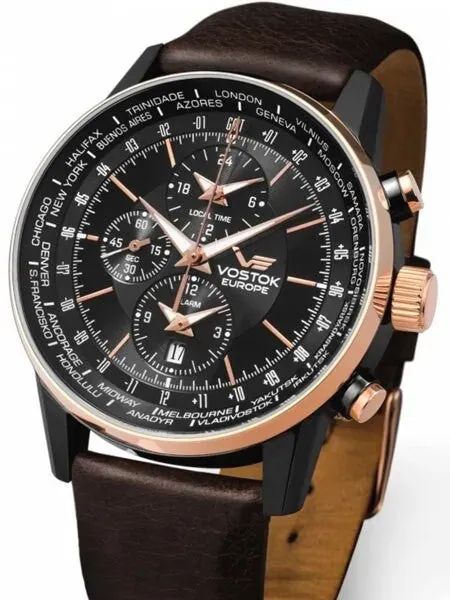 Vostok-Europe Gaz-Limo World-Time GMT Watch with Alarm #5603255