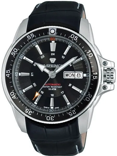 J. Springs Automatic 21-Jewel Sport Watch with Day and Date, Black Dial #BEB097