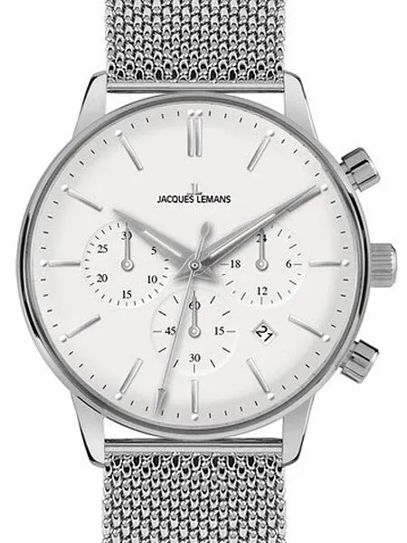 Jacques Lemans Nostalgie Chronograph with 24 Hour Sub-Dial and Mesh Bracelet #N-209C
