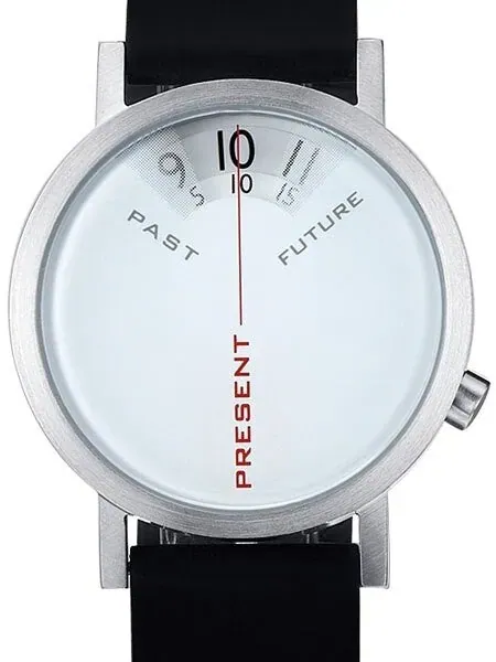 Projects 40mm Past, Present and Future Quartz Watch with Leather Strap  #7214L-40