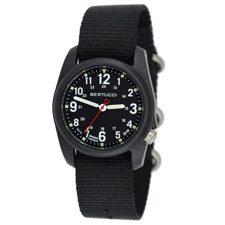 Bertucci DX3 Field Poly Resin Watch, Black Nylon Strap, Black Dial - 11015