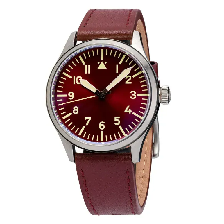 Islander 39mm Automatic Pilot watch with Maroon Dial and Sapphire Crystal #ISL-103