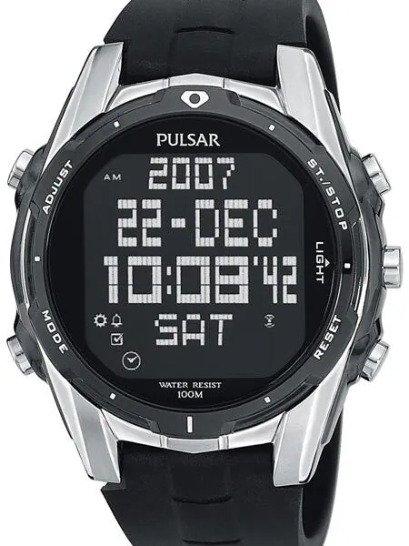Pulsar Digital Quartz Watch with Countdown Timer, World Time, Alarm, and Stopwatch #PQ2003