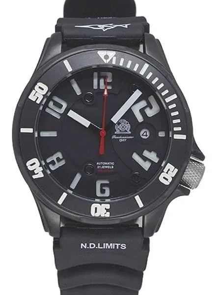 Tauchmeister T0220A Black PVD Divers Watch with Off-Set Crown