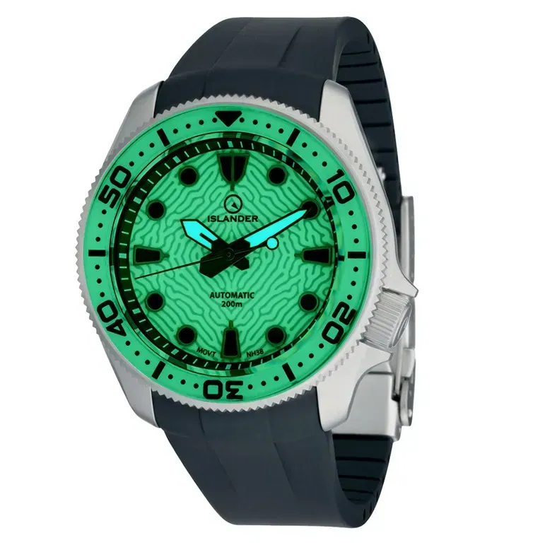 Islander Sands Point Titanium Diver with Lumed Coral Dial #ISL-161