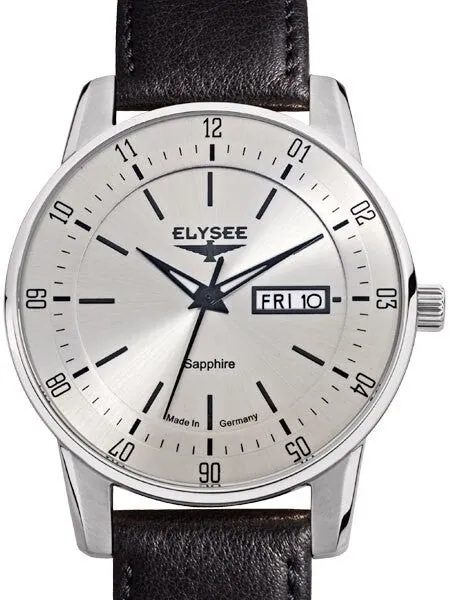 Elysee Thin 42mm Quartz Dress Watch with Sapphire Crystal and Day-Date Window #86000