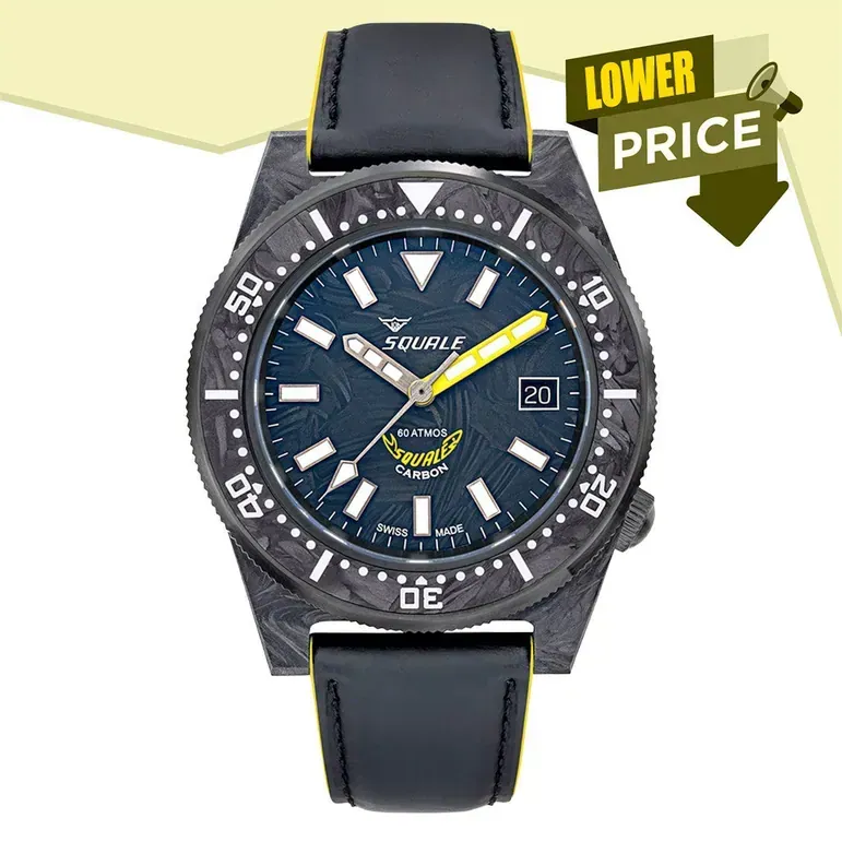 Squale T183 Forged Carbon Dive Watch with Yellow Accents #T183AFCY.RLY