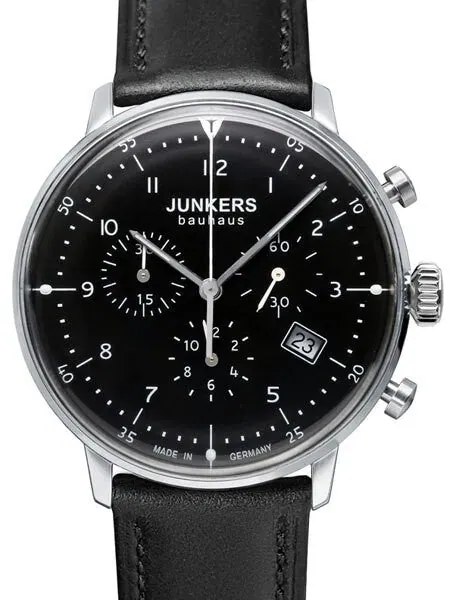 Junkers Bauhaus Swiss Quartz Chronograph with Domed Hesalite Crystal #6086-2