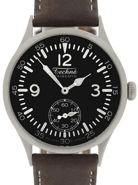 Techne 38mm Merlin Quartz Aviator Watch with Onion Crown and Small Seconds #249.061
