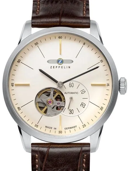 Graf Zeppelin Flatline Automatic Open-Heart Watch with Small Seconds #7364-5