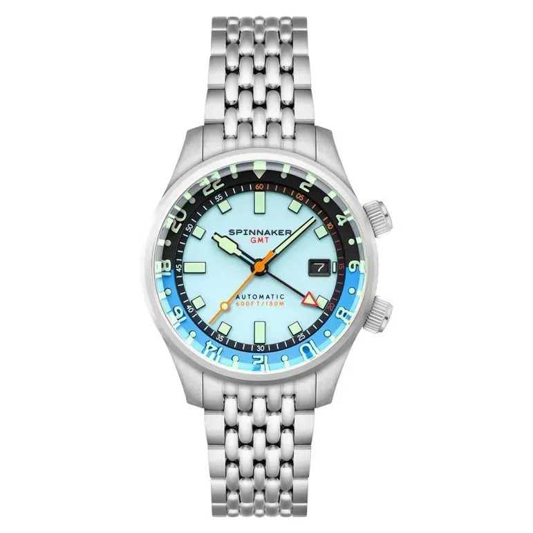 Spinnaker Bradner GMT Automatic watch with Mystic Aquamarine Blue Dial #SP-5121-CC
