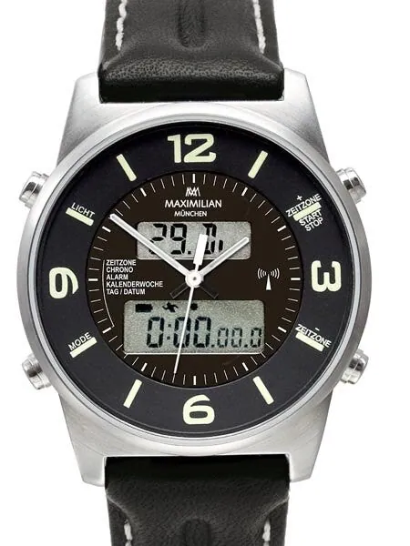 Maximilian Radio Controlled, Analog Digital Chronograph GMT, Alarm Watch #5402-2