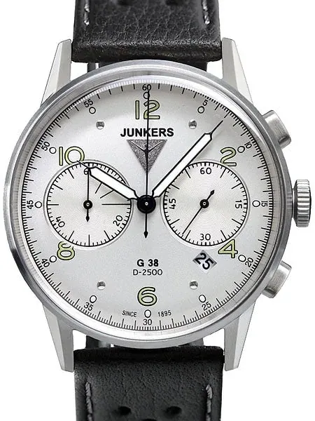 Junkers G38 Silver Dial, Quartz Chronograph with 60-Minute Timer #6984-1