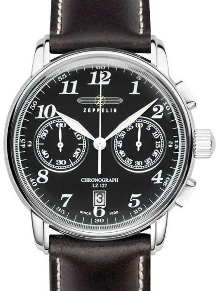 Graf Zeppelin LZ 127 Quartz Chronograph Watch with Black Dial #7678-2